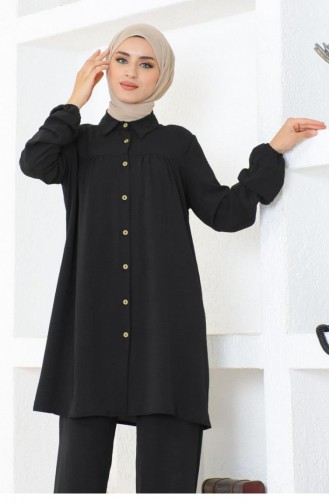 0079Mp Gathered Aerobin Suit Black 17135