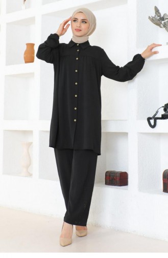 0079Mp Gathered Aerobin Suit Black 17135