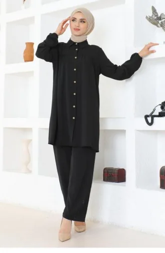 0079Mp Gathered Aerobin Suit Black 17135