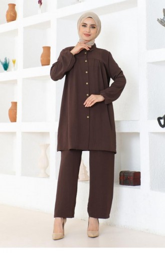 0079Mp Gathered Aerobin Suit Brown 17136