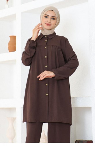 0079Mp Gathered Aerobin Suit Brown 17136