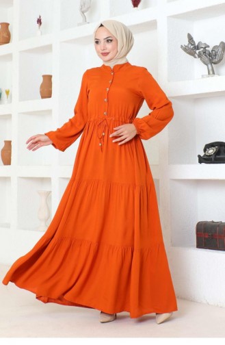 7102Sgs Taillenspitze-Viskosekleid Orange 17170