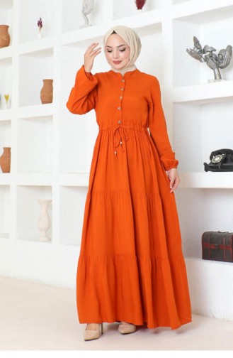 7102Sgs Taillenspitze-Viskosekleid Orange 17170
