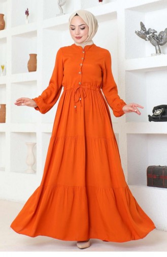 7102Sgs Taillenspitze-Viskosekleid Orange 17170