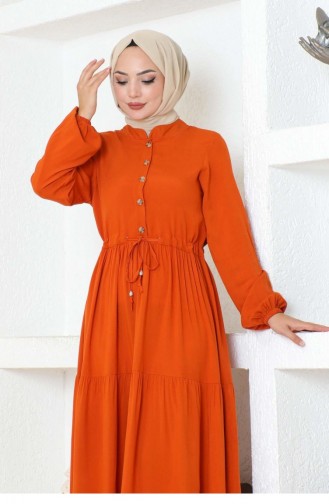 7102Sgs Taillenspitze-Viskosekleid Orange 17170