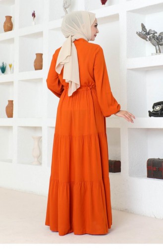 7102Sgs Taillenspitze-Viskosekleid Orange 17170