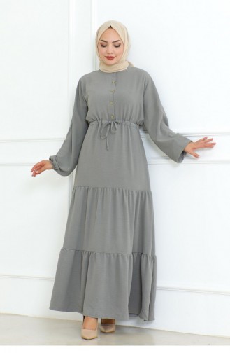 0071Mp Afra Spitzendetailkleid Grau 17171