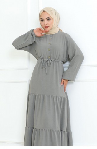 0071Mp Afra Spitzendetailkleid Grau 17171
