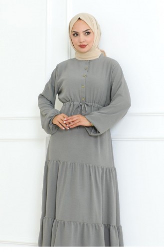0071Mp Afra Spitzendetailkleid Grau 17171