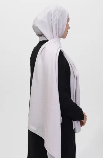 Madame Mary Çiçekli Jakar Şal 19086-04 Açık Gri