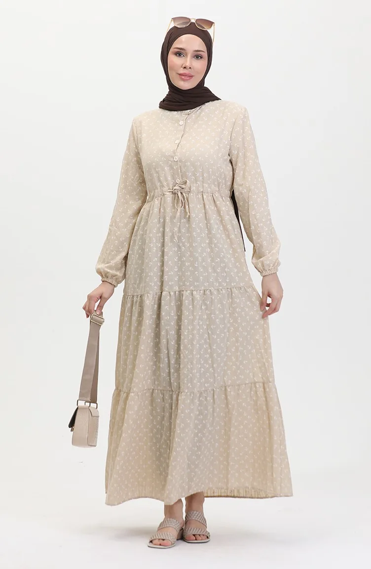 Robe A Motifs Ancre 0400-03 Beige 0400-03
