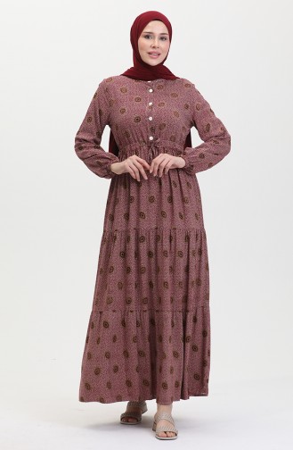 Geknöpftes Viskosekleid 0429-02 Weinrot 0429-02