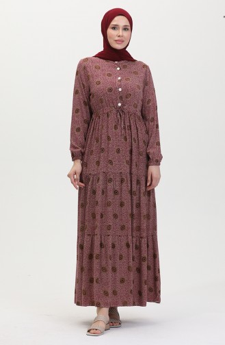 Geknöpftes Viskosekleid 0429-02 Weinrot 0429-02