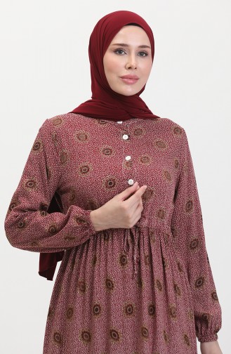 Geknöpftes Viskosekleid 0429-02 Weinrot 0429-02