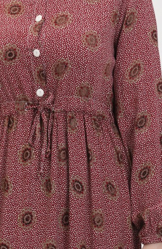 Geknöpftes Viskosekleid 0429-02 Weinrot 0429-02