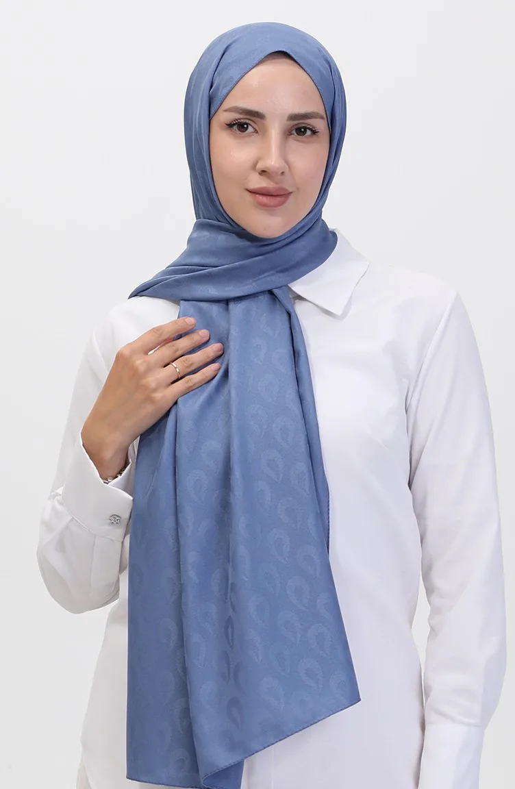 Madame Mary Damla Châle Jacquard 19085-06 Indigo 19085-06