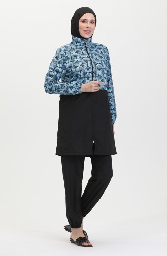 Ebrar Maillot De Bain Hijab Elastique à Taille 5039-01 Indigo 5039-01