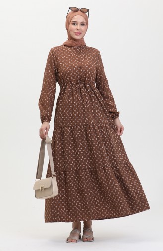 Robe A Motifs Ancre 0400-04 Marron 0400-04