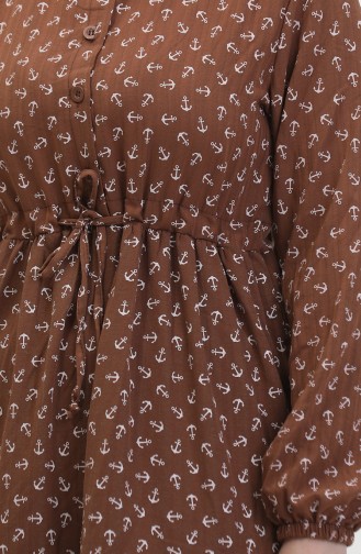 Robe A Motifs Ancre 0400-04 Marron 0400-04