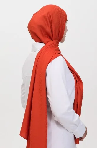 Madame Mary Çiçekli Jakar Şal 19086-13 Kiremit