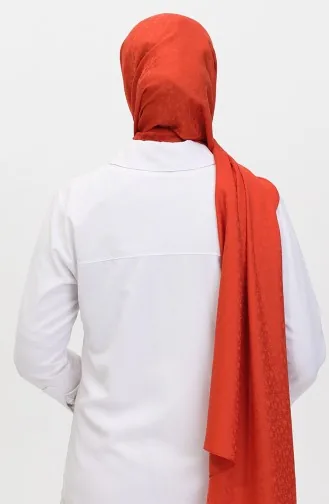 Madame Mary Çiçekli Jakar Şal 19086-13 Kiremit