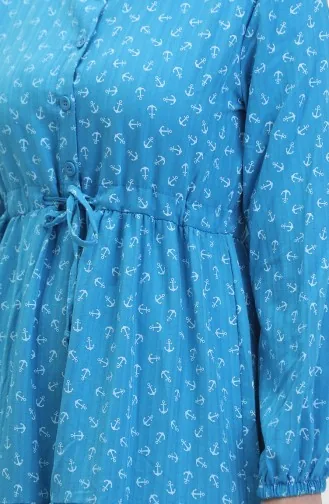 Kleid Mit Ankermuster 0400-07 Blau 0400-07