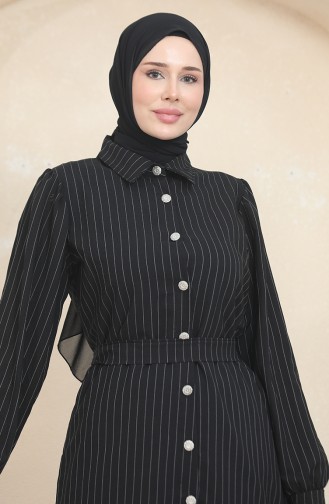 Buttoned Striped Suit 0435-04 Black 0435-04