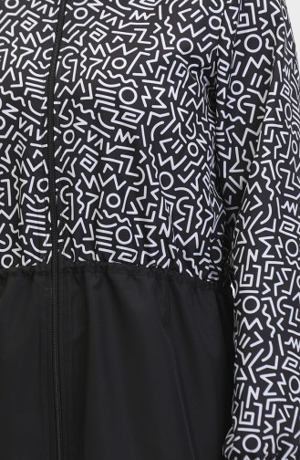 Selen Hijab-Badeanzug Mit Elastischer Taille 5043-01 Schwarz Weiß 5043-01
