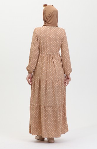 Anchor Patterned Dress 0400-08 Coffee With Milk 0400-08