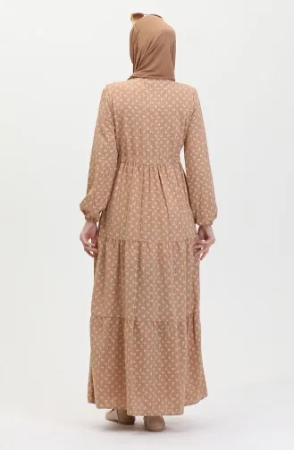 Anchor Patterned Dress 0400-08 Coffee With Milk 0400-08