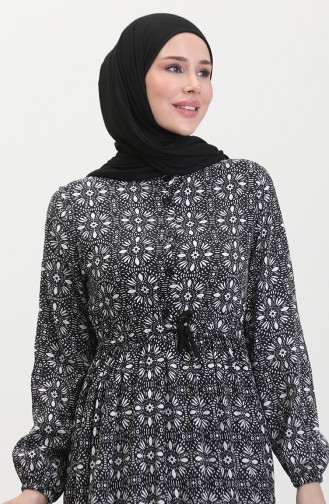 Robe Viscose A Motifs Et Boutons 0441-05 Noir Blanc 0441-05
