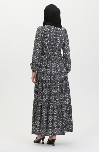 Robe Viscose A Motifs Et Boutons 0441-05 Noir Blanc 0441-05