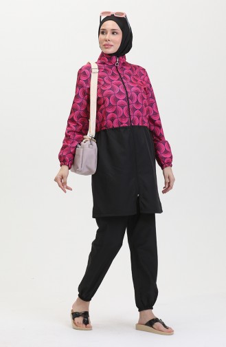 Ebrar Hijab-Badeanzug Mit Elastischer Taille 5039-04 Kirsche 5039-04