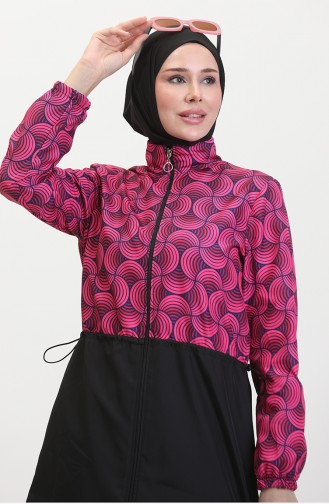 Ebrar Hijab-Badeanzug Mit Elastischer Taille 5039-04 Kirsche 5039-04