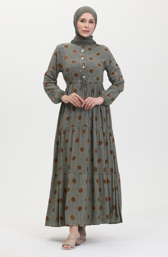 Geknöpftes Viskosekleid 0429-05 Grün 0429-05