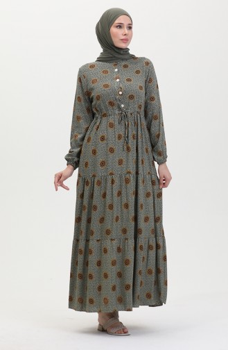Geknöpftes Viskosekleid 0429-05 Grün 0429-05