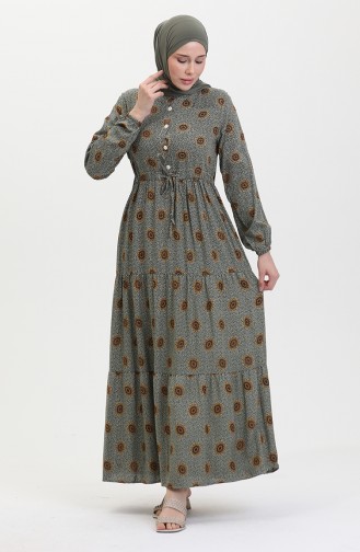 Geknöpftes Viskosekleid 0429-05 Grün 0429-05