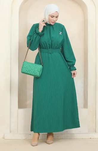 Striped Belted Dress 0434-04 Green 0434-04