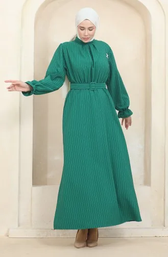 Striped Belted Dress 0434-04 Green 0434-04