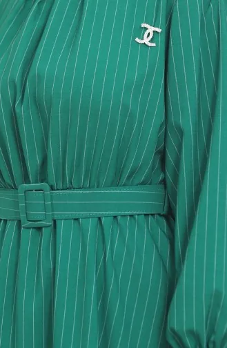 Striped Belted Dress 0434-04 Green 0434-04