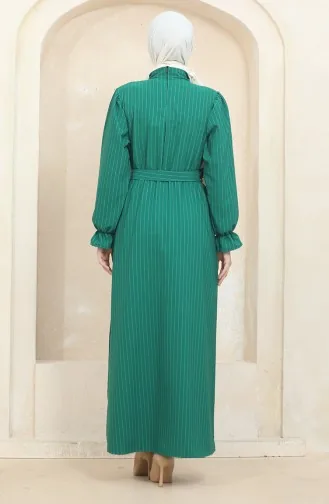 Striped Belted Dress 0434-04 Green 0434-04