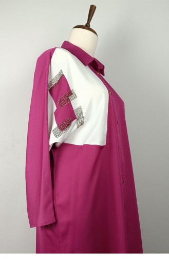 Übergroße Tunika Mit Steindetails Fuchsia T1621 1152