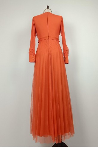 Robe Drapée En Tulle Détaillée Orange 7676 1249