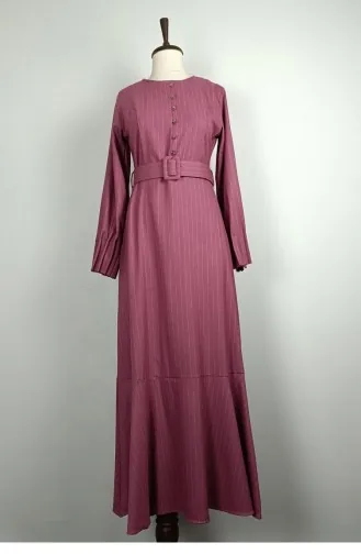 Robe à Motifs Rayés Rose Séchée 7865 1294