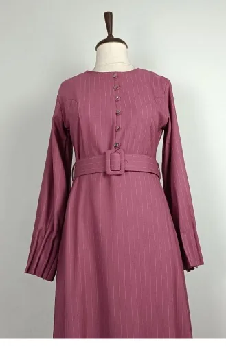 Robe à Motifs Rayés Rose Séchée 7865 1294