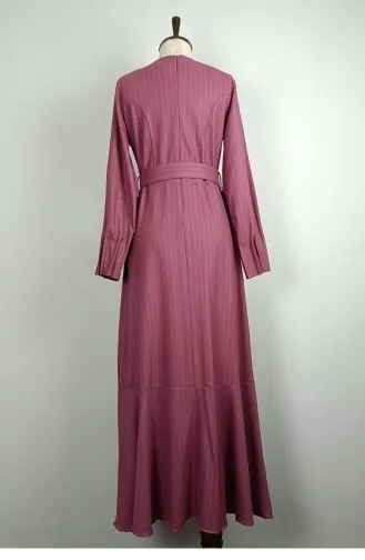 Robe à Motifs Rayés Rose Séchée 7865 1294