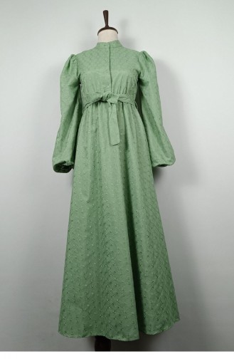 Schärpendetailliertes Brodekleid Mint 7875 1346