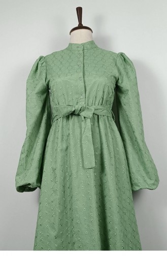 Schärpendetailliertes Brodekleid Mint 7875 1346