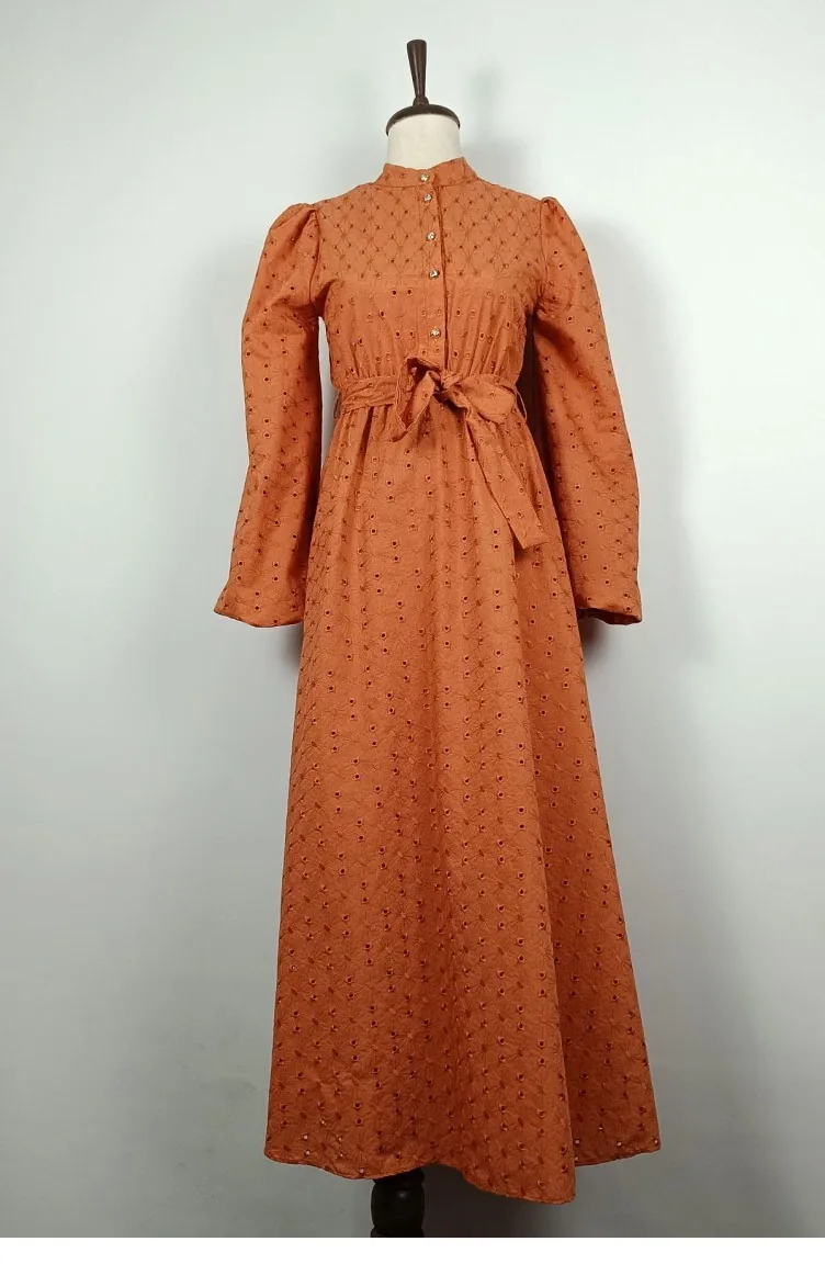 Schärpendetailliertes Brodekleid Orange 7875 1347
