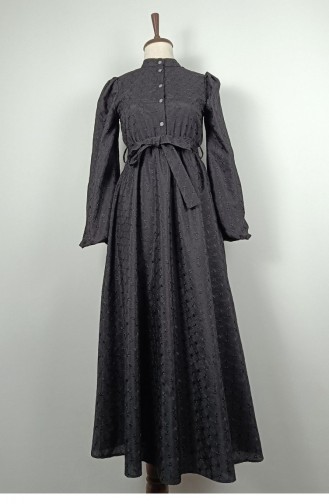 Brode-Kleid Mit Schärpendetail Schwarz 7875 1348